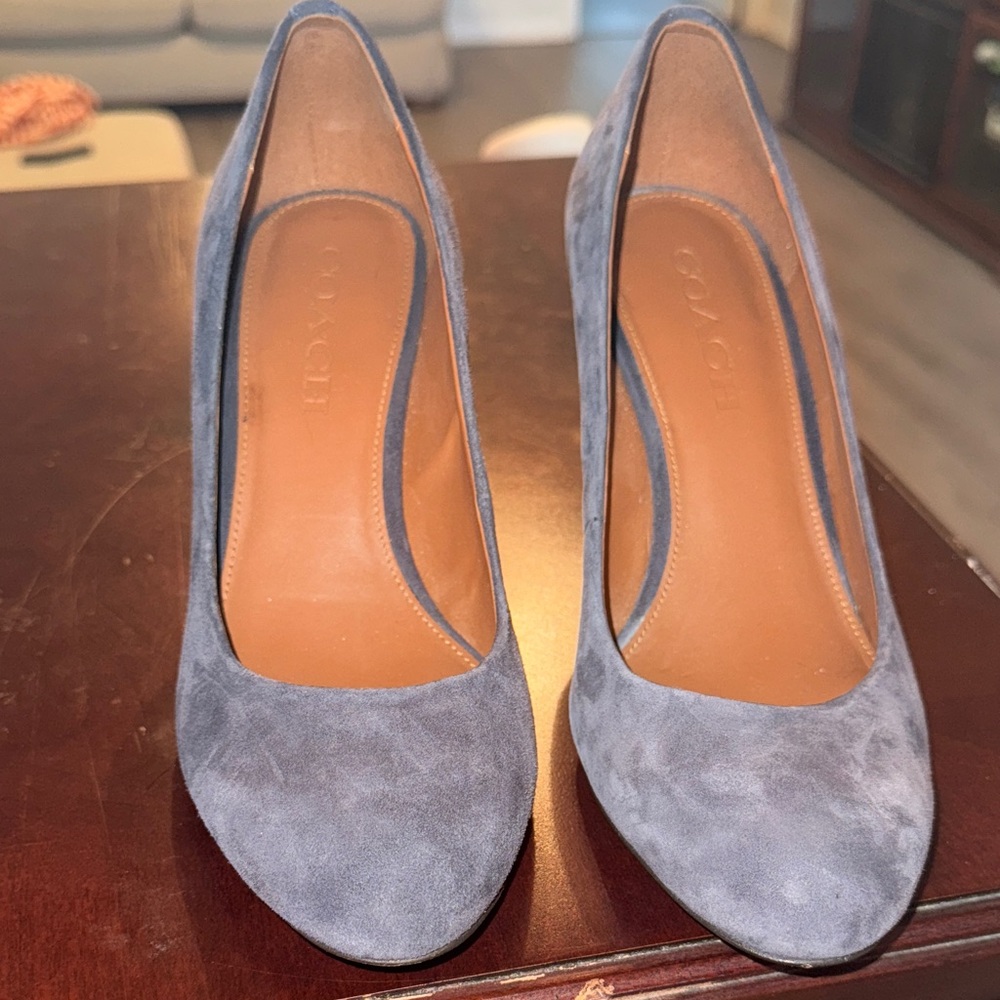 Coach Elegant Blue Suede Heels